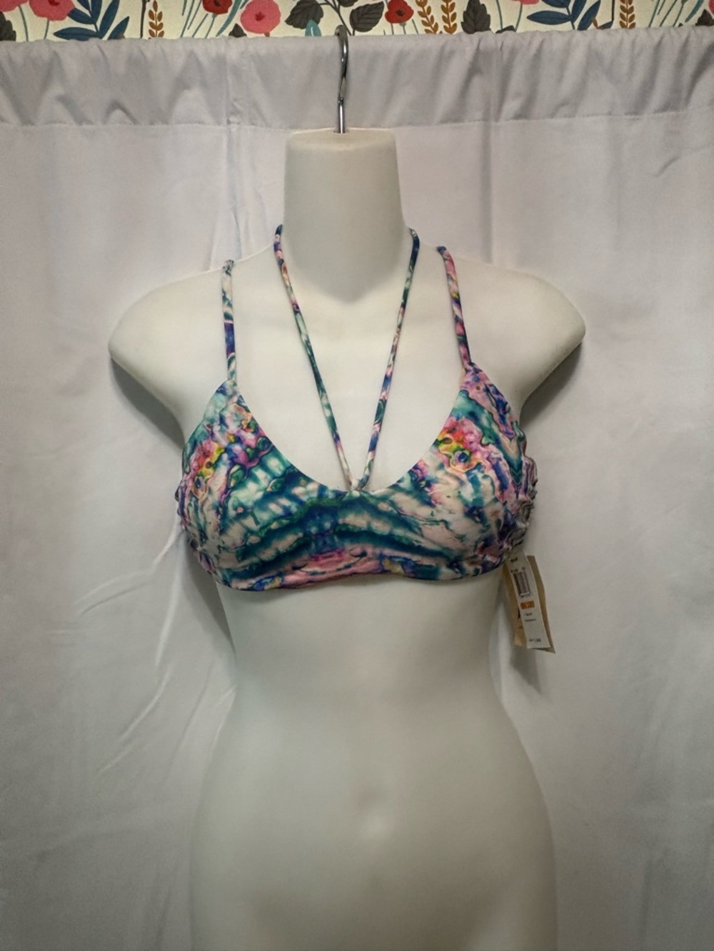 Reef Women's Multicolor Tie-Dye Bikini Top - Blue, Pink, Green
